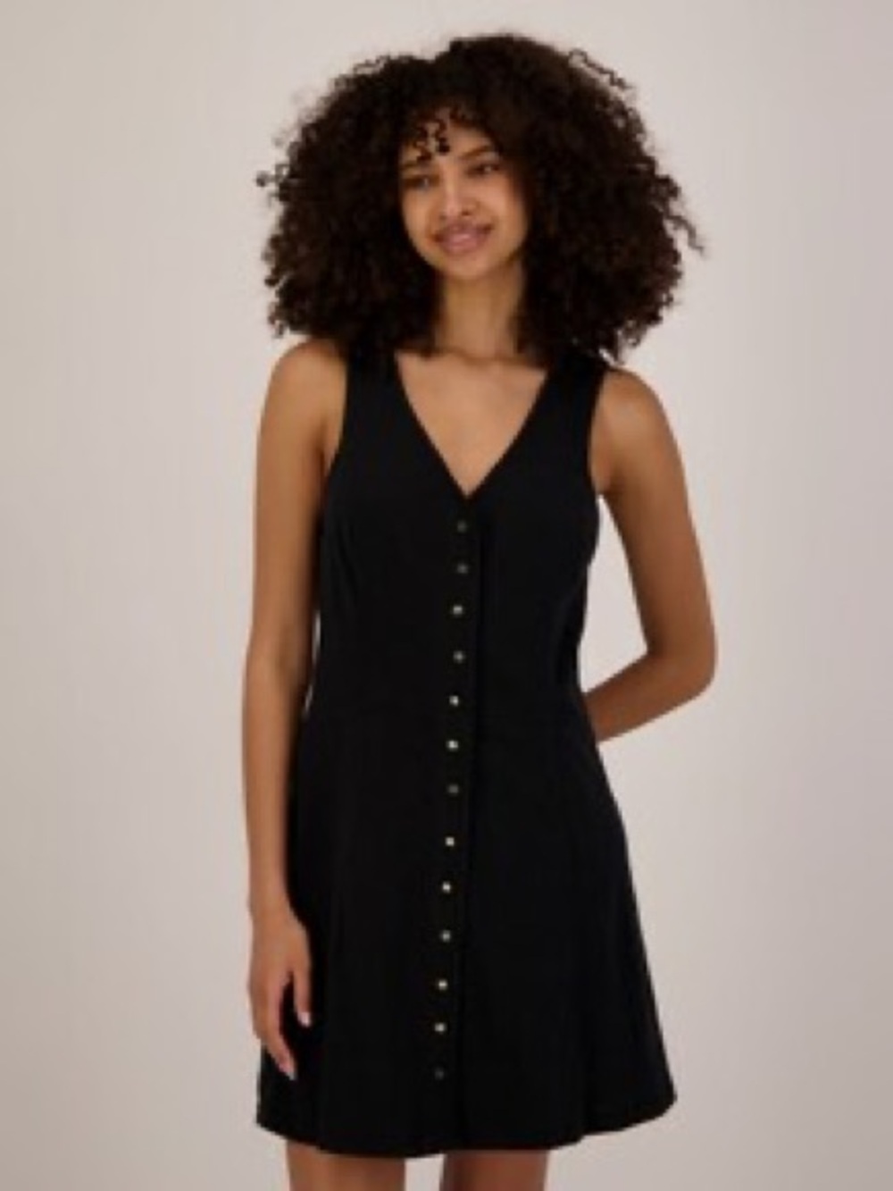 Nation LTD Los Angeles Tierra Mini Dress Black Sleeveless Button Front Dress